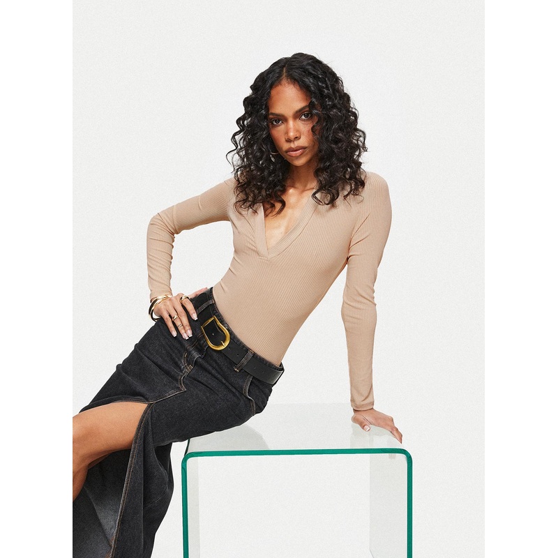 Vellon Long Sleeve Bodysuit Beige
