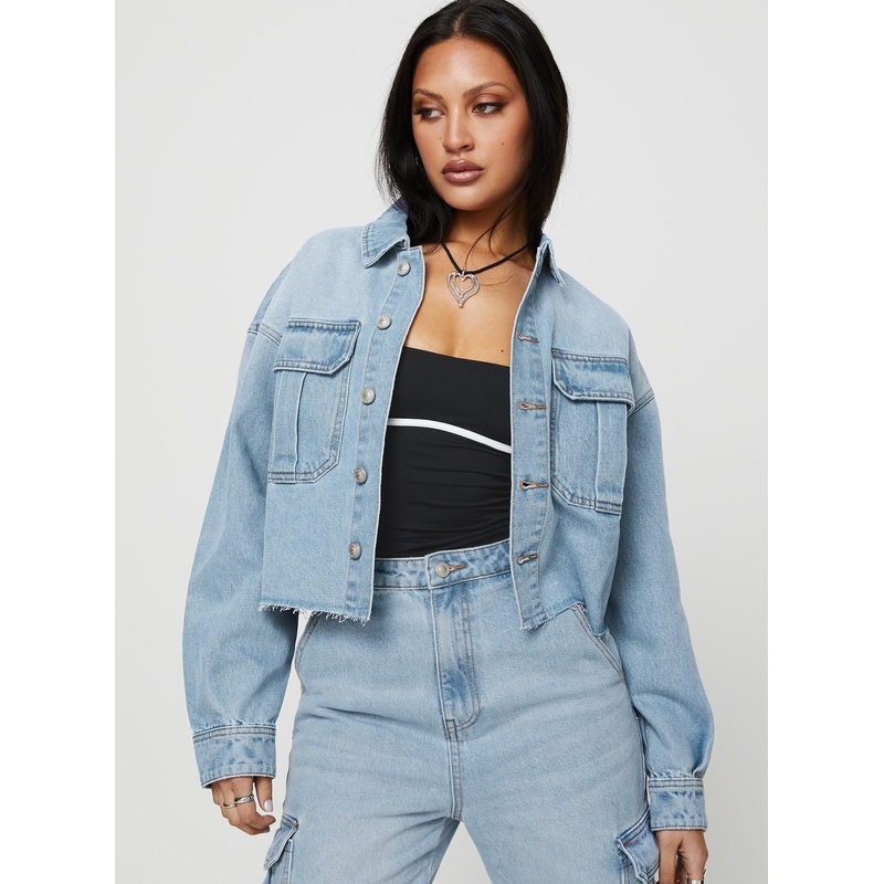 Belgrove Cropped Denim Jacket Mid Wash