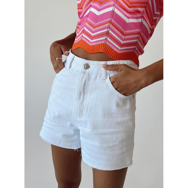 Laurena Denim Shorts White