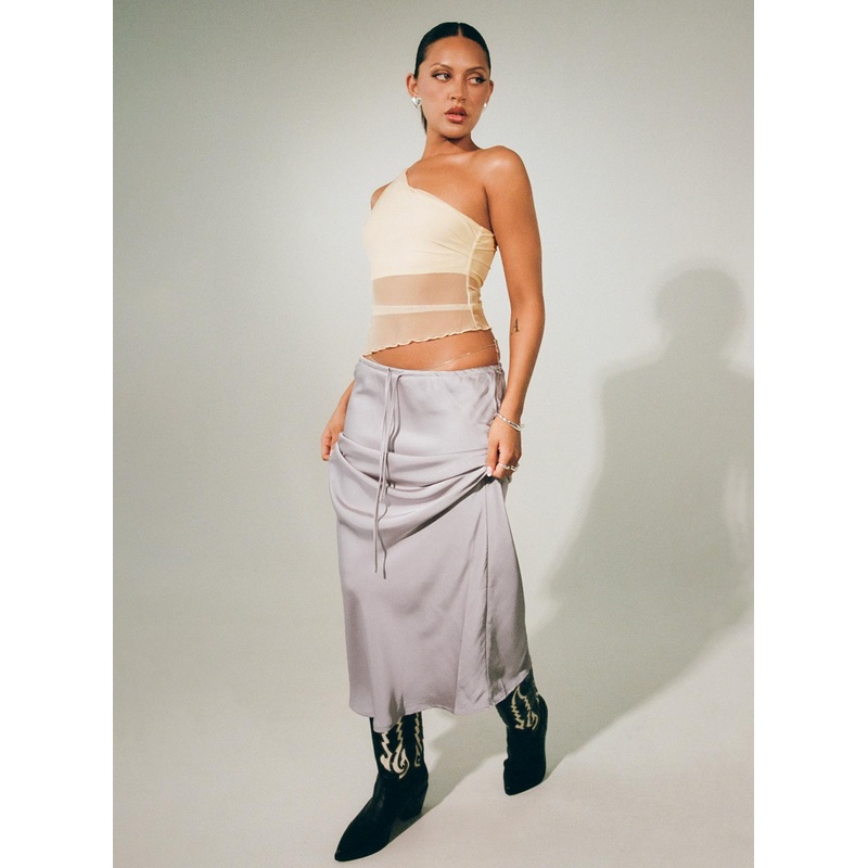 Lolie Bias Cut Midi Skirt Oyster