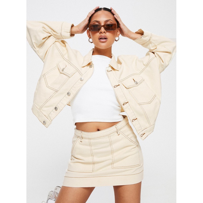 Hughes Mini Skirt Cream Denim