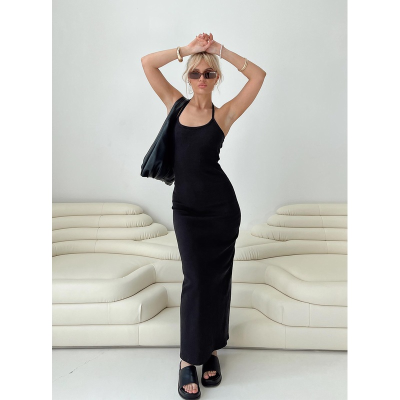 Karyssa Rib Maxi Dress Black