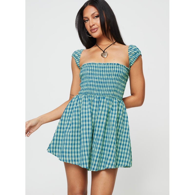 Lillis Romper Green Check