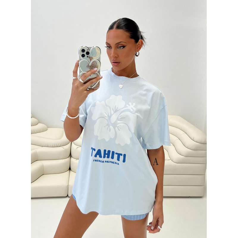 Tahiti Island Oversized Tee Blue