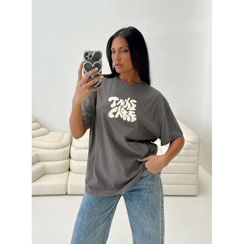 Take Care Oversized Tee Grey