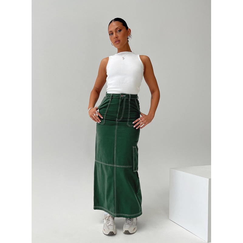 Vine Maxi Skirt Green