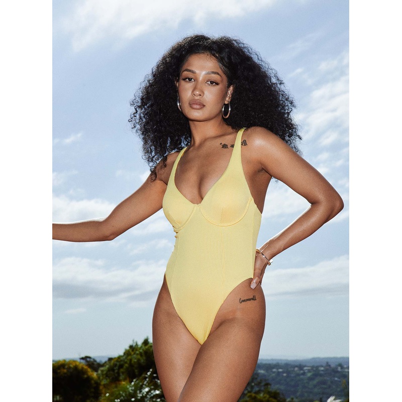 January Underwire Ribbed One Piece Yellow