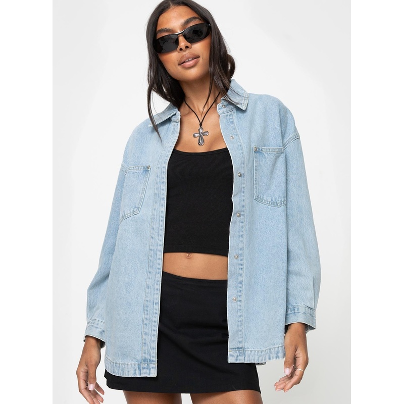 Tenysi Oversized Denim Shacket Light Wash