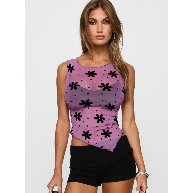 Avelaine Mesh Top Mauve