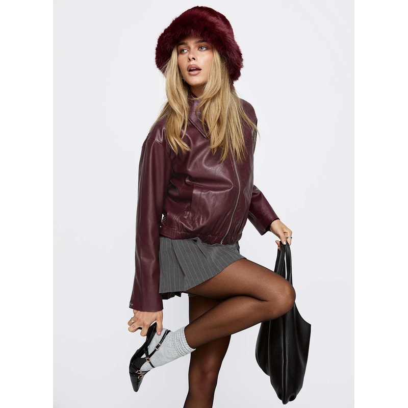 Big Reveal Faux Leather Jacket Burgundy