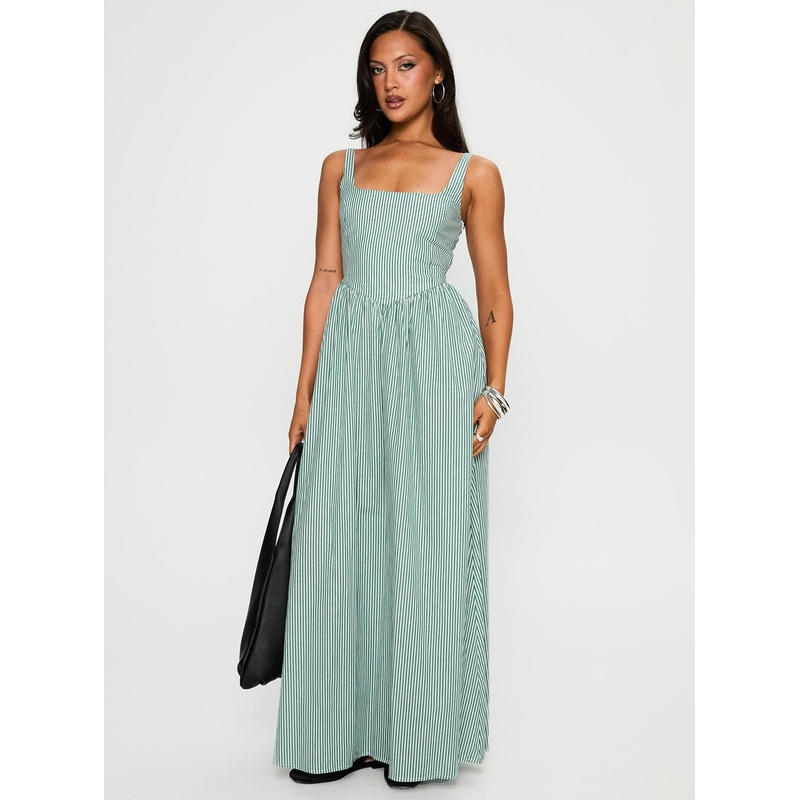 Cartmel Maxi Dress Green / White