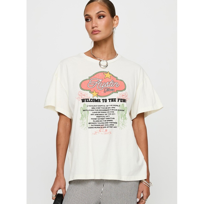 Country Festival Oversized Tee White