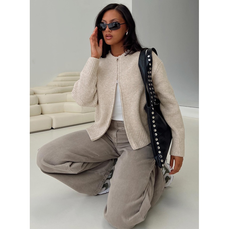 Lexene Zip Through Jumper Oat