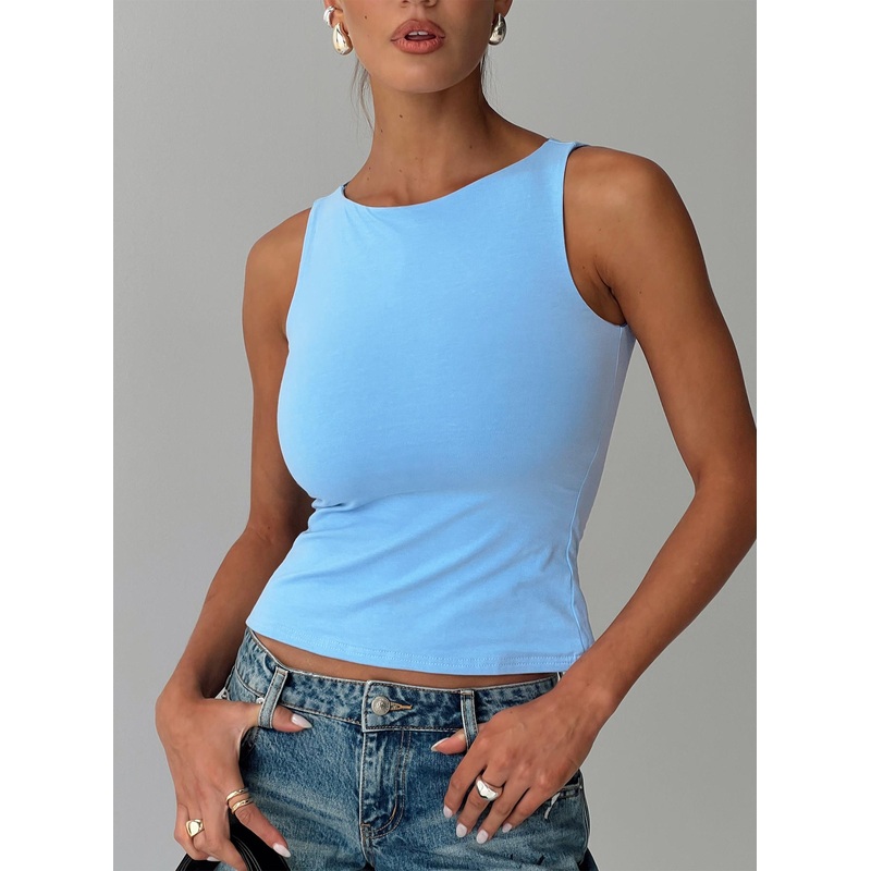 Lose Your Number High Neck Top Blue