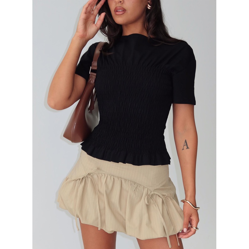 Maybe Tomorrow Ruched Top Black