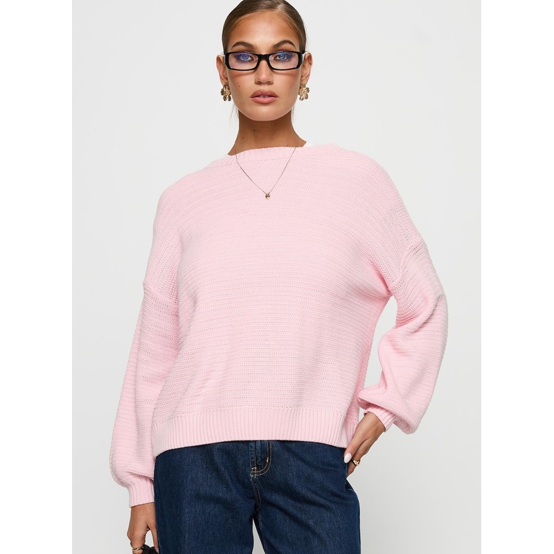 Melzo Crew Neck Knit Sweater Pink
