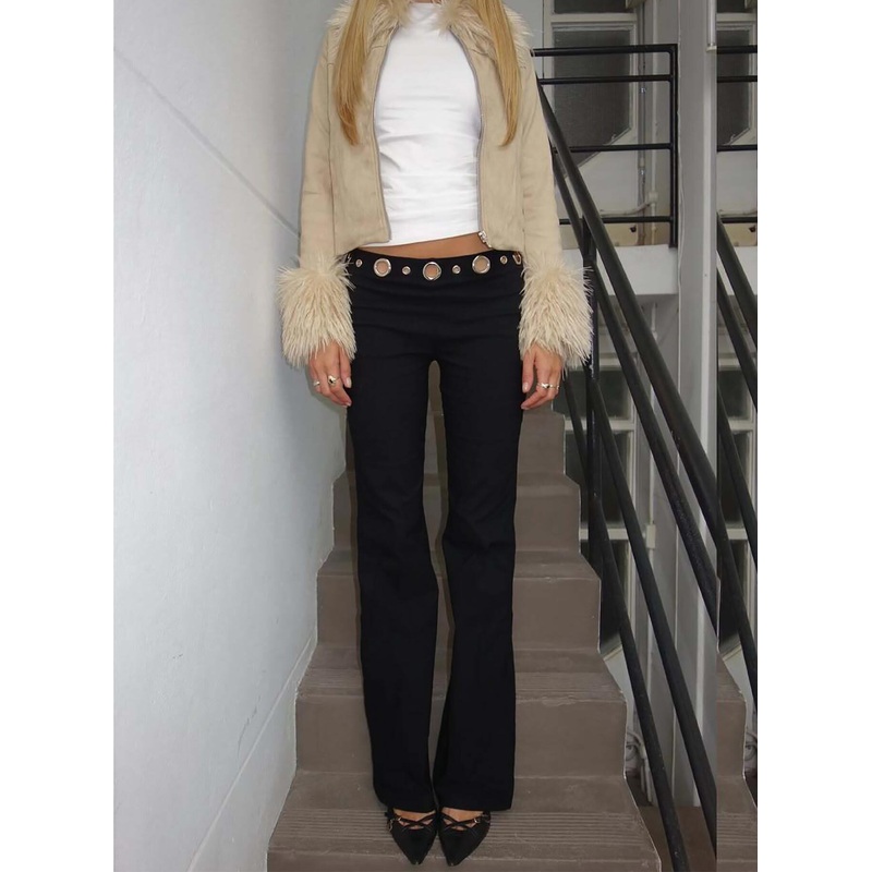 True Grit Eyelet Flare Pants Black