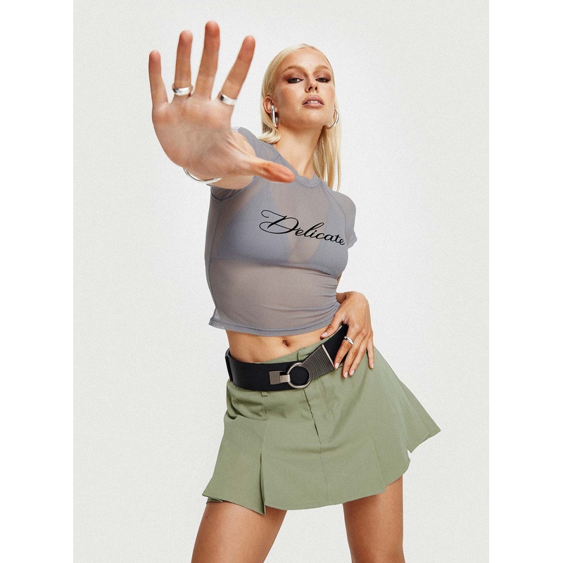 Calianna Pleated Mini Skort Green