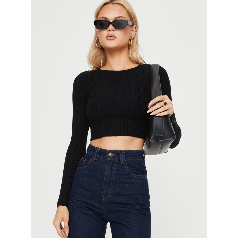 Ameera Long Sleeve Top Black