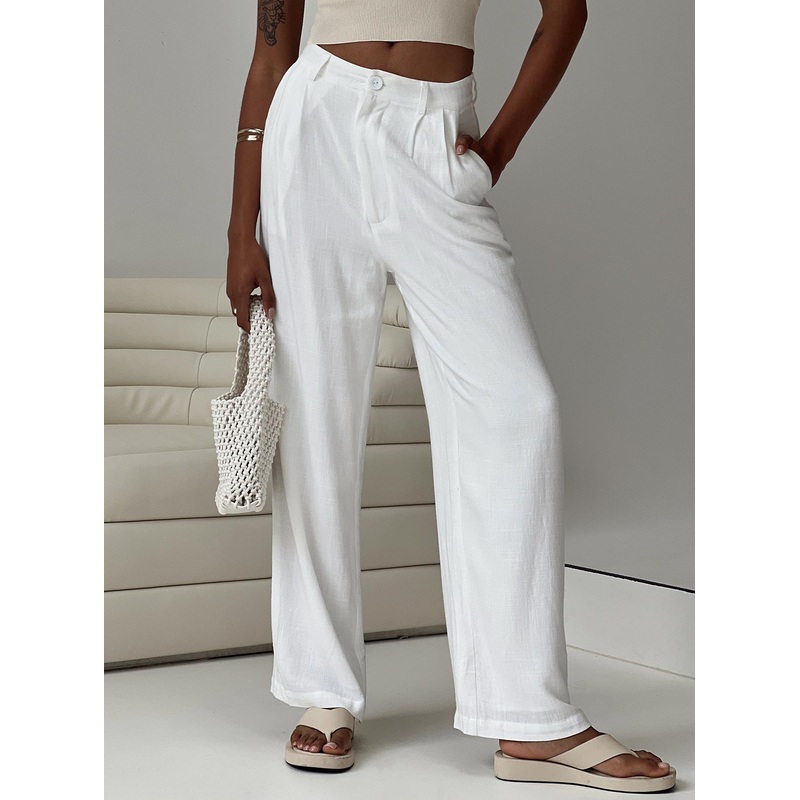 Brenda Linen Blend Pants White