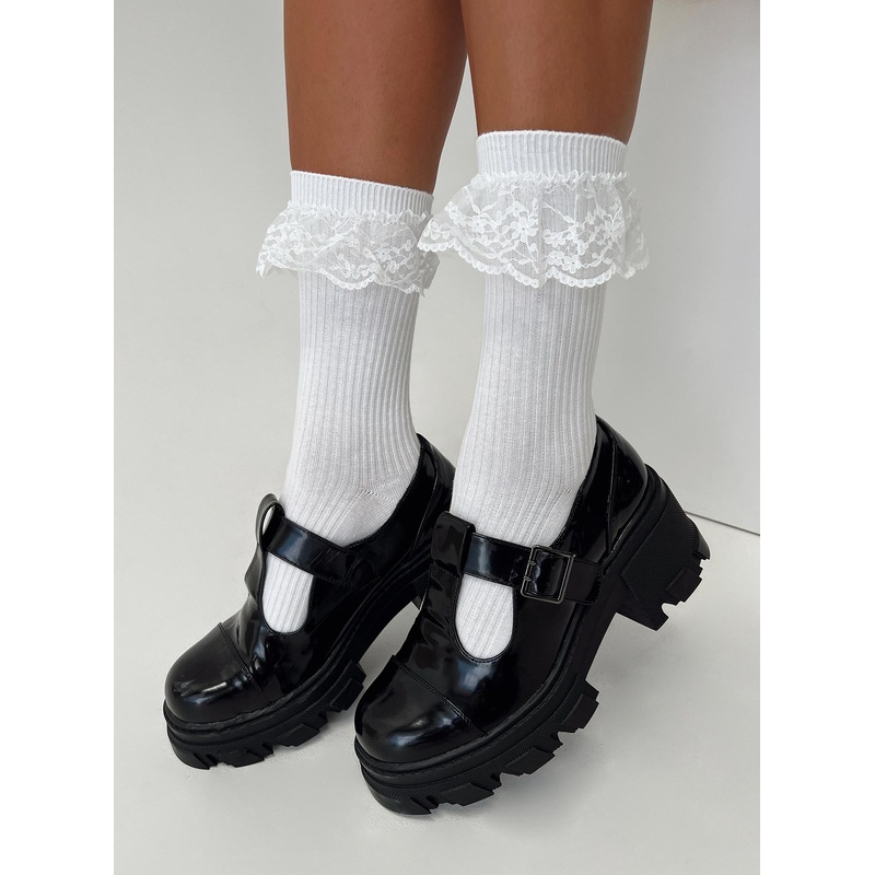 Serilda Frill Socks White