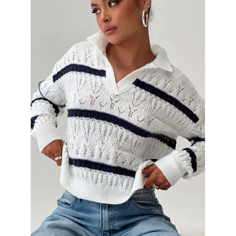 Treanor Jumper White/Navy Stripe
