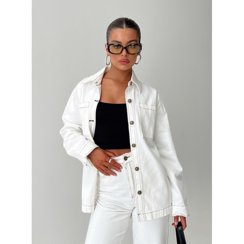 Zephee Denim Shacket Cream