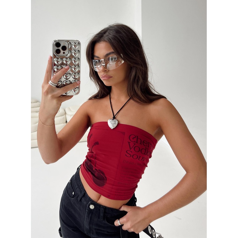Cherry Sip Tube Top Red