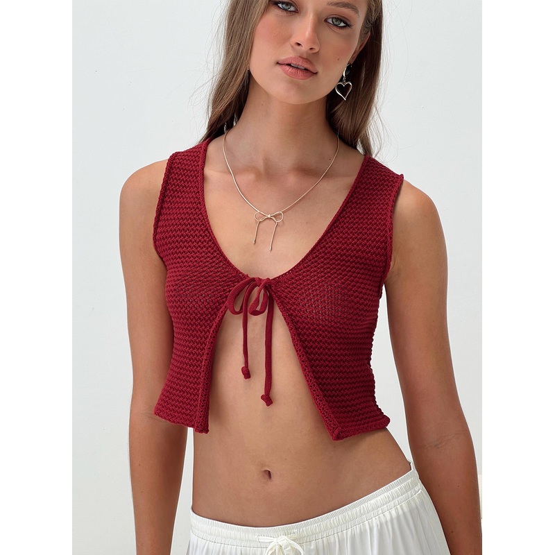 Lynette Knit Top Red