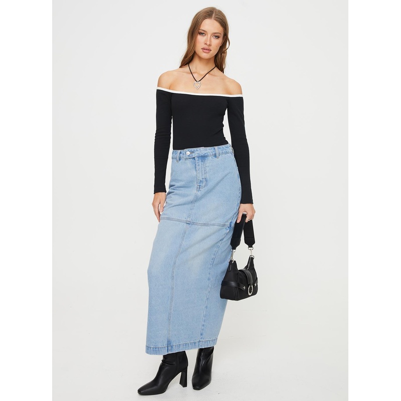 Markanna Denim Midi Skirt Light Wash