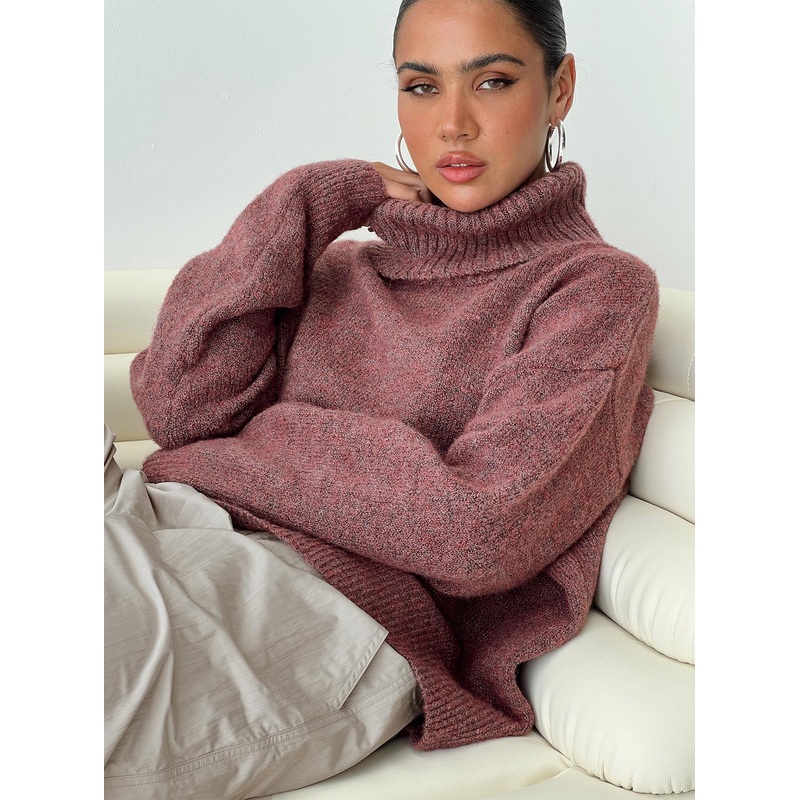 Oswin Turtleneck Jumper Burgundy