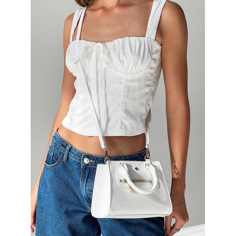 Peta & Jain Jaden Crossbody Bag White Croc