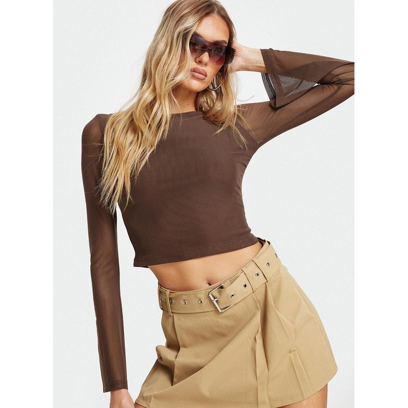 Lukea Long Sleeve Top Brown