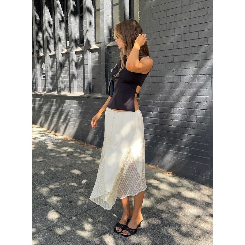 Madame Lace Maxi Skirt Cream