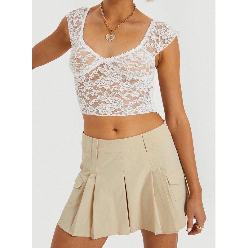Millz Cargo Mini Skirt Beige