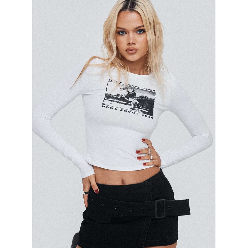 West Coast Tour Long Sleeve Top White