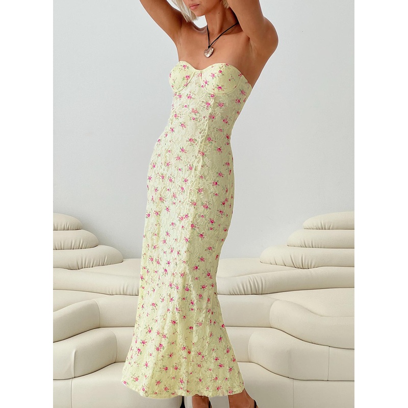 Demayne Floral Maxi Dress Cream / Pink