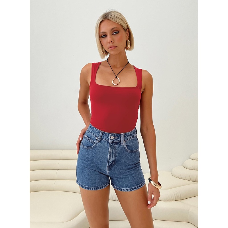 Tropicana Denim Shorts Mid Wash