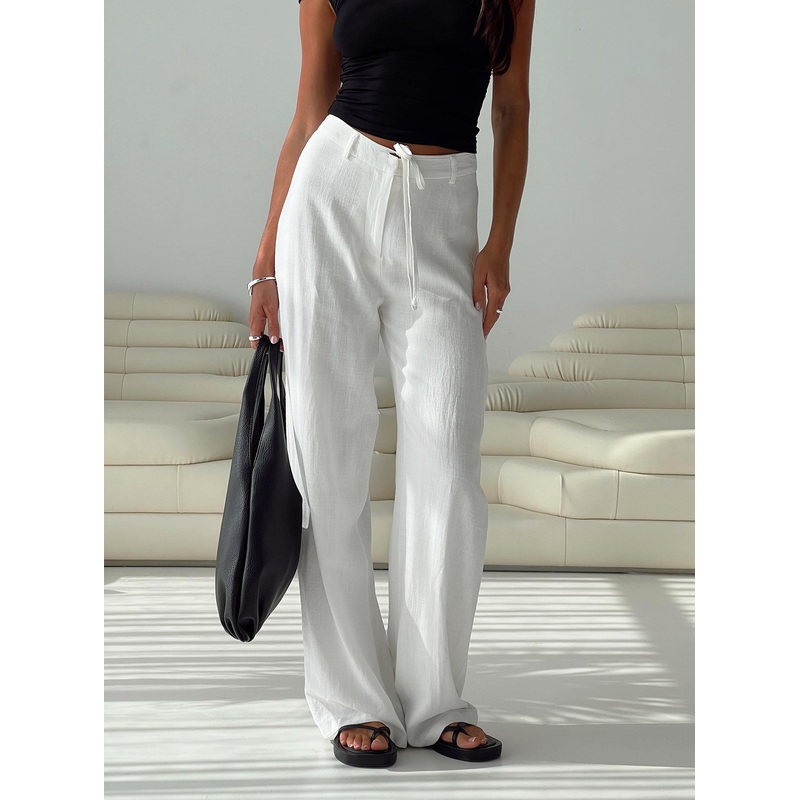 Melaine Tie Front Pants White
