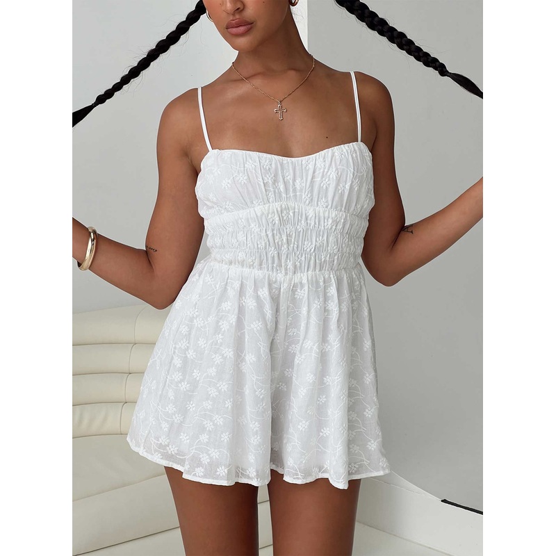 Melisande Broderie Romper White