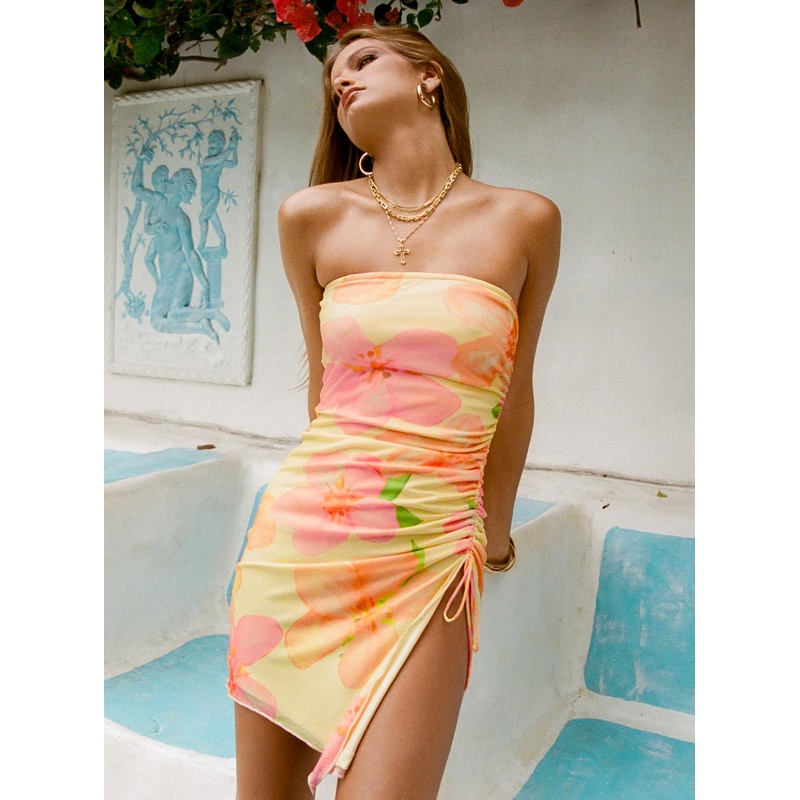 Caprani Mini Dress Yellow Floral