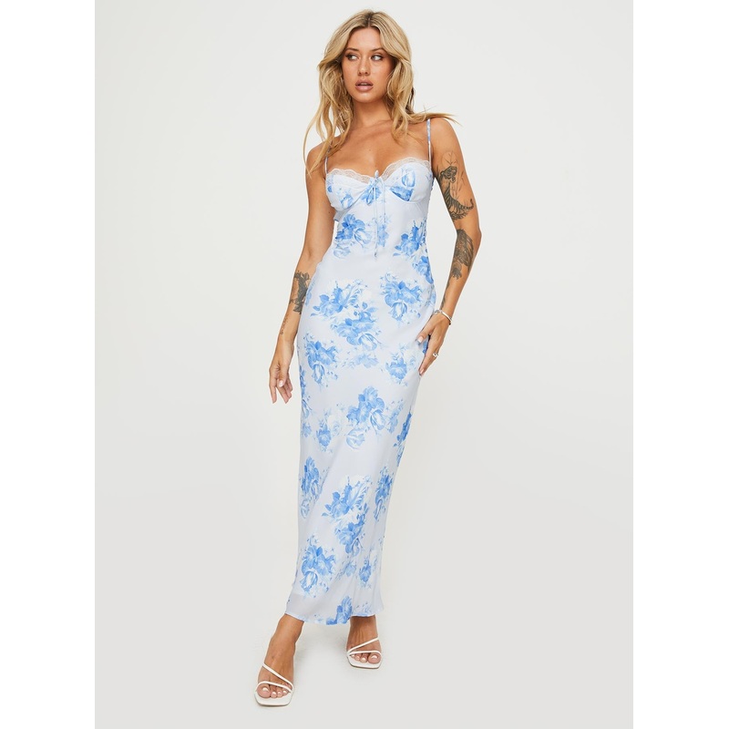 Hamri Maxi Dress White / Blue Floral