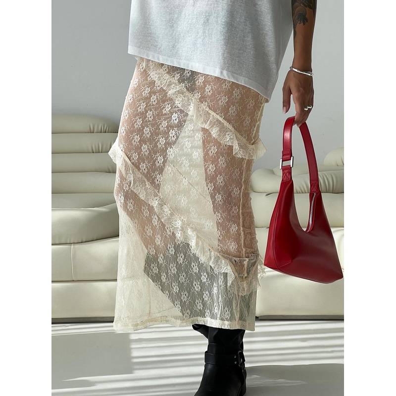 Mirren Lace Maxi Skirt Cream