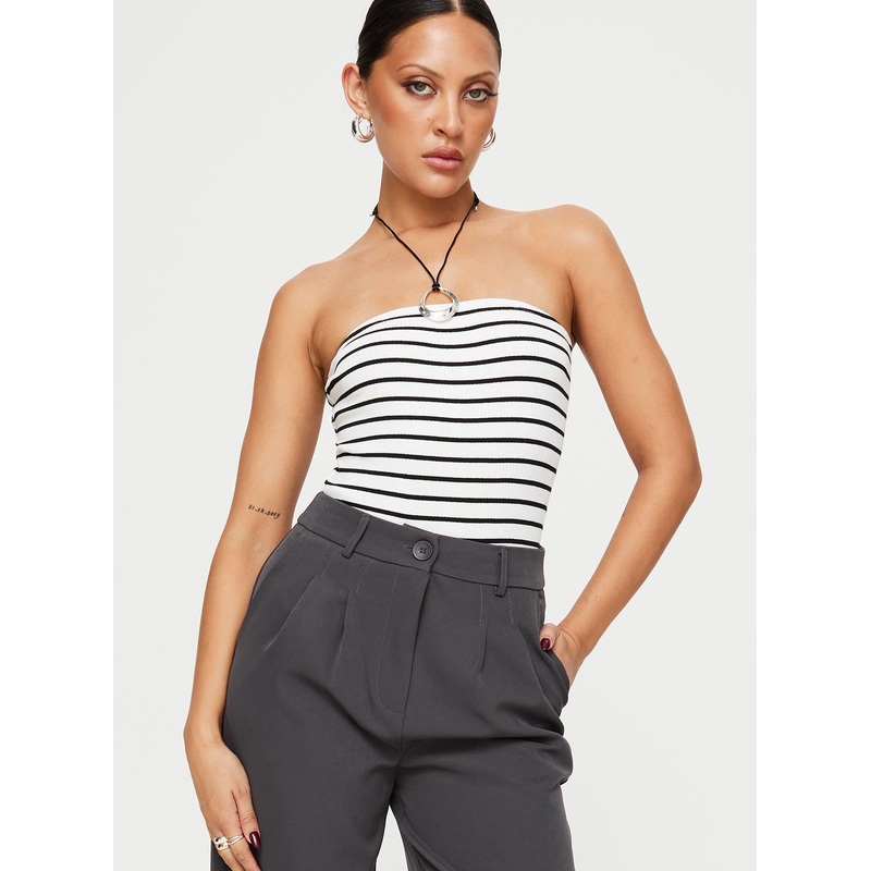 Leopold Strapless Bodysuit Black / White