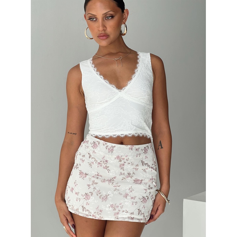 Salmar Mini Skirt Cream / Pink Floral