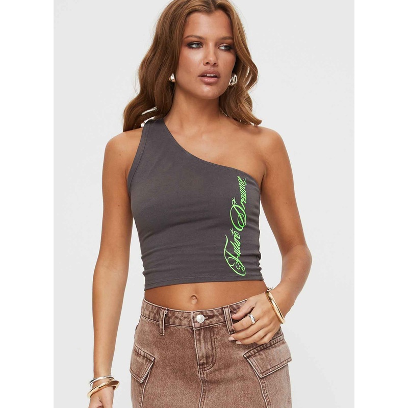 Your Future One Shoulder Top Black