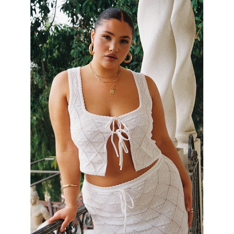 Giulia Knit Top White Curve