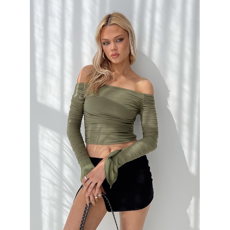 Moreno Off The Shoulder Top Green
