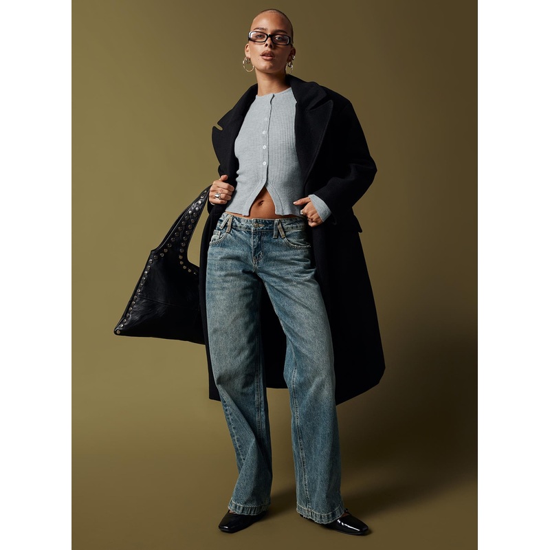 Backbone Straight Leg Jeans Mid Blue