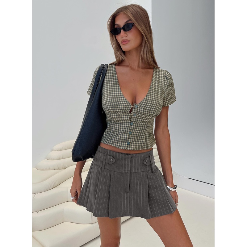 Bad Liar Pleated Skort Grey Stripe